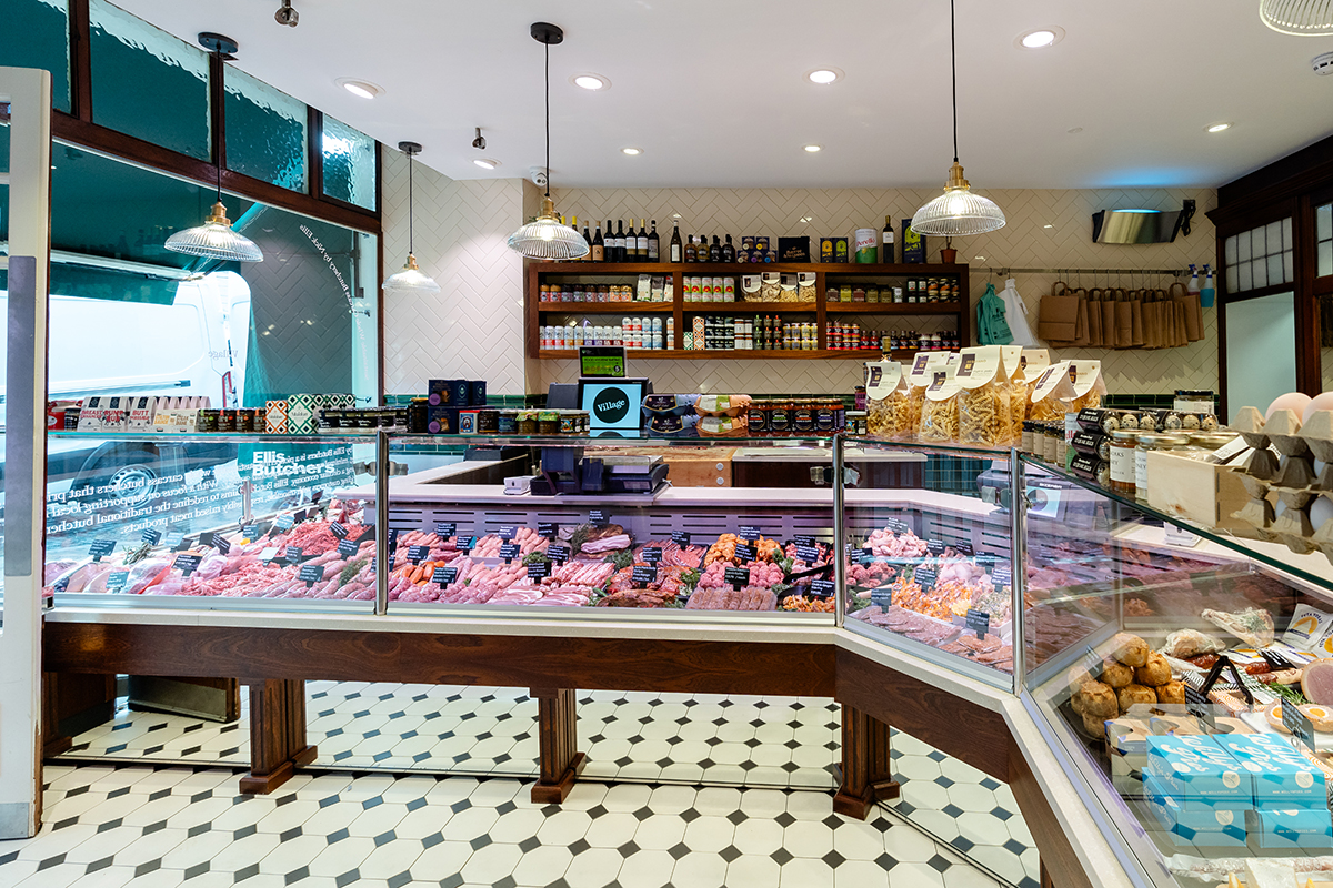 ellis butchers interior meat counter